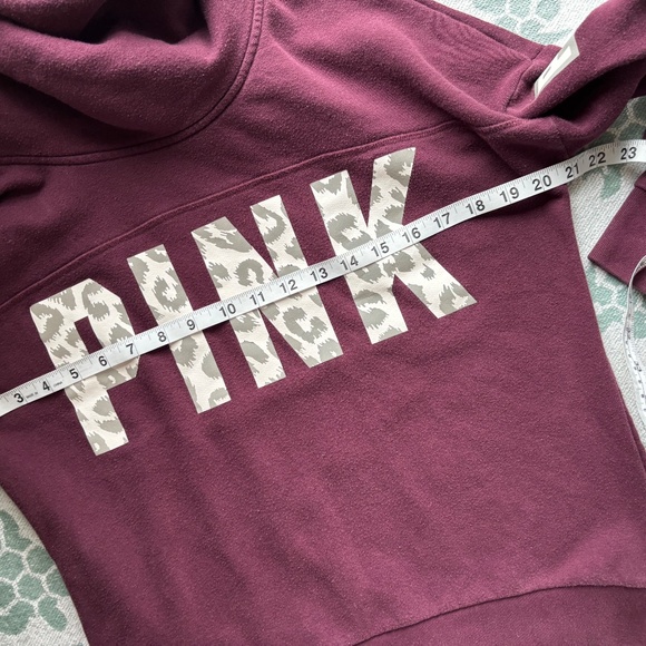 PINK Victoria Secret Cowl Neck XS Hooded - Cheetah Print Logo - Picture 6 of 8
